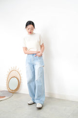 Ivory stand collar knit top