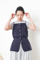 Navy round hem vest in cami style