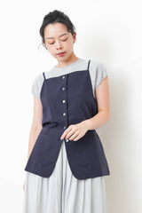 Navy round hem vest in cami style