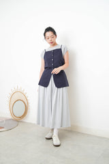 Navy round hem vest in cami style