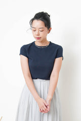 Navy summer Tee in folded sleeves