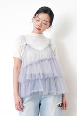 Pastel purple layering mesh cami w/ adjustable straps