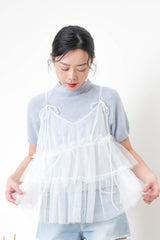 White layering mesh cami w/ adjustable straps