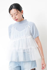 Ivory stand collar knit top