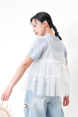 Baby blue blue stand collar knit top