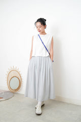Grey blue soft pleats skirt