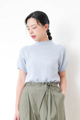 Baby blue blue stand collar knit top