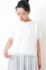 White blouse top in mesh layering