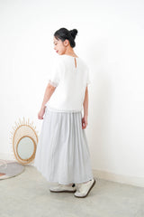 White blouse top in mesh layering