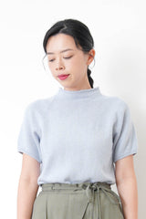 Ivory stand collar knit top