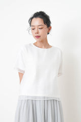 White blouse top in mesh layering