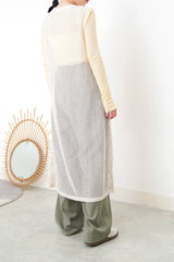 Beige net overall w/ side open hem