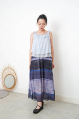 Blue ruffle collar vest in mesh layering