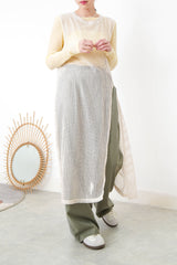 Beige net overall w/ side open hem
