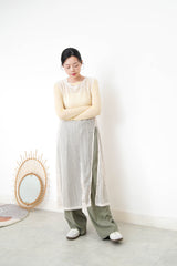 Beige net overall w/ side open hem