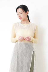 Beige net overall w/ side open hem