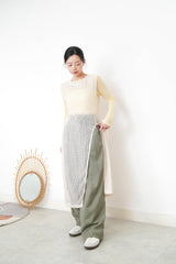 Beige net overall w/ side open hem