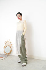 Beige net overall w/ side open hem