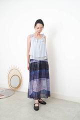 Blue ruffle collar vest in mesh layering