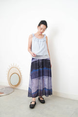 Blue ruffle collar vest in mesh layering