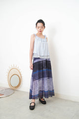 Blue ruffle collar vest in mesh layering