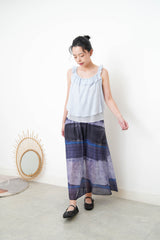 Blue ruffle collar vest in mesh layering