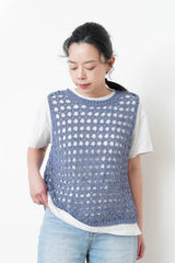 Blue crochet vest