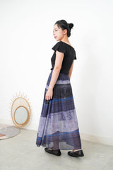 Black boat neck top w/ peplum sleeves