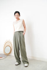 Ivory crochet knit vest w/ asy cut