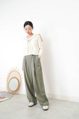 Ivory knit top in sailor collar