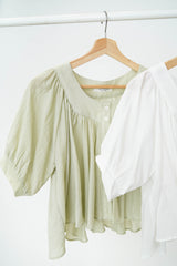 Ruffle blouse in crop cut