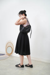 Pink high neck blouse in pleats shoulders