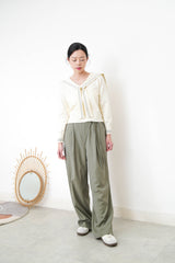 Ivory knit top in sailor collar