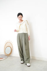 Ivory knit top in sailor collar