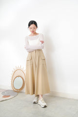 Camel wide leg palazzo w/ pocket buttons