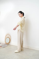 Beige smooth trousers w/ waist strings