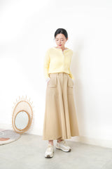 Lemon cardigan w/ chiffon fringe
