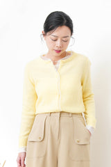 Lemon cardigan w/ chiffon fringe