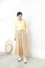 Lemon cardigan w/ chiffon fringe