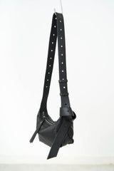 Black premium leather bag in 2 ways