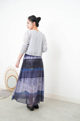 Grey blue linen summer cardigan in crop cut