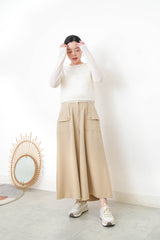 Camel wide leg palazzo w/ pocket buttons