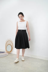 White crochet knit vest in boat neck