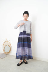 Grey blue linen summer cardigan in crop cut