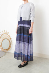 Grey blue linen summer cardigan in crop cut