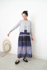 Grey blue linen summer cardigan in crop cut