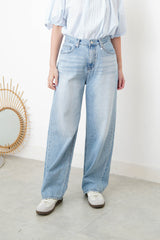 Blue wash out straight cut jeans