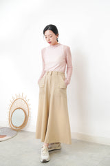 Camel wide leg palazzo w/ pocket buttons