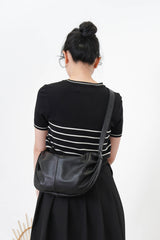 Black stripes thin knit top