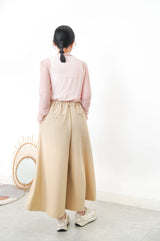 Pink soft sheer top in stand collar